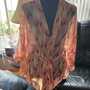 Sonoma Sheer Kimono in Pink and Cream